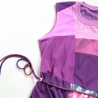Image 5 of purple patchwork adult m/l courtneycourtney shift tunic dress tie drawstring waist belt