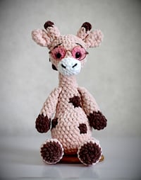 Image 1 of Crochet Pink Giraffe with Decorative Glasses