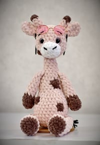 Image 2 of Crochet Pink Giraffe with Decorative Glasses