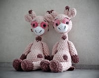 Image 3 of Crochet Pink Giraffe with Decorative Glasses