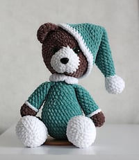 Handmade Crochet Bear In Custom Hat, Teddy Bear, Stuffed Toy Animal Knitted