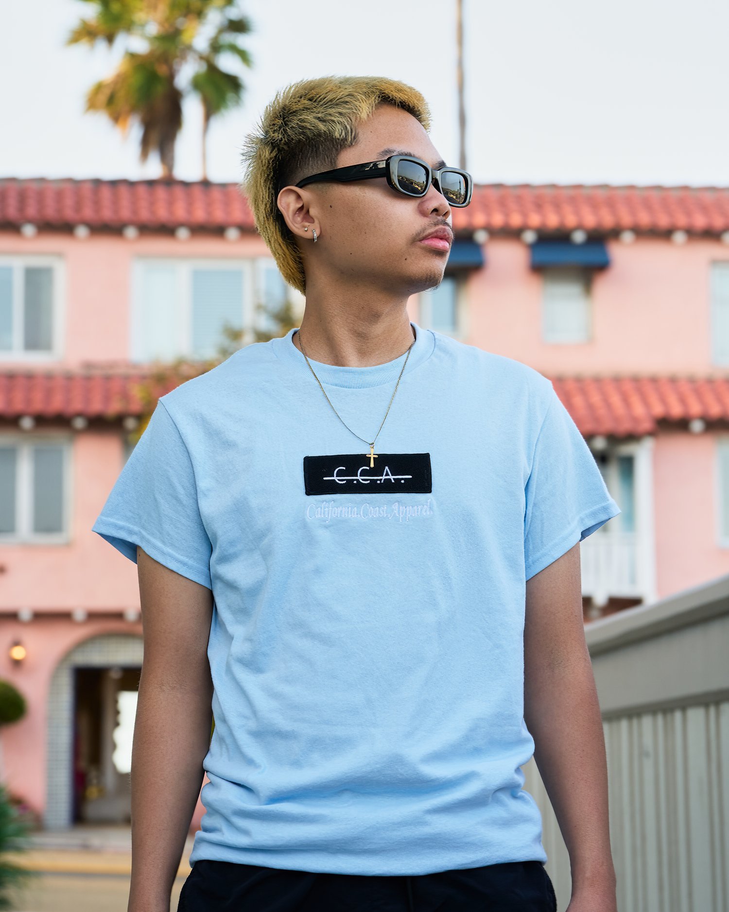 Image of C.C.A. Patch Logo T-Shirt Light Blue