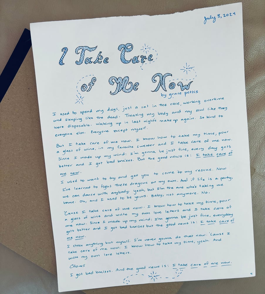 Image of Signed, Handwritten Lyrics