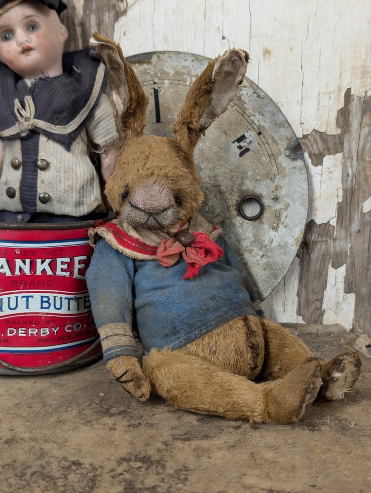 Image of 7" (9" incl ears)  Vintage Brown Sailor Bunny Rabbit by Whendi's Bears..