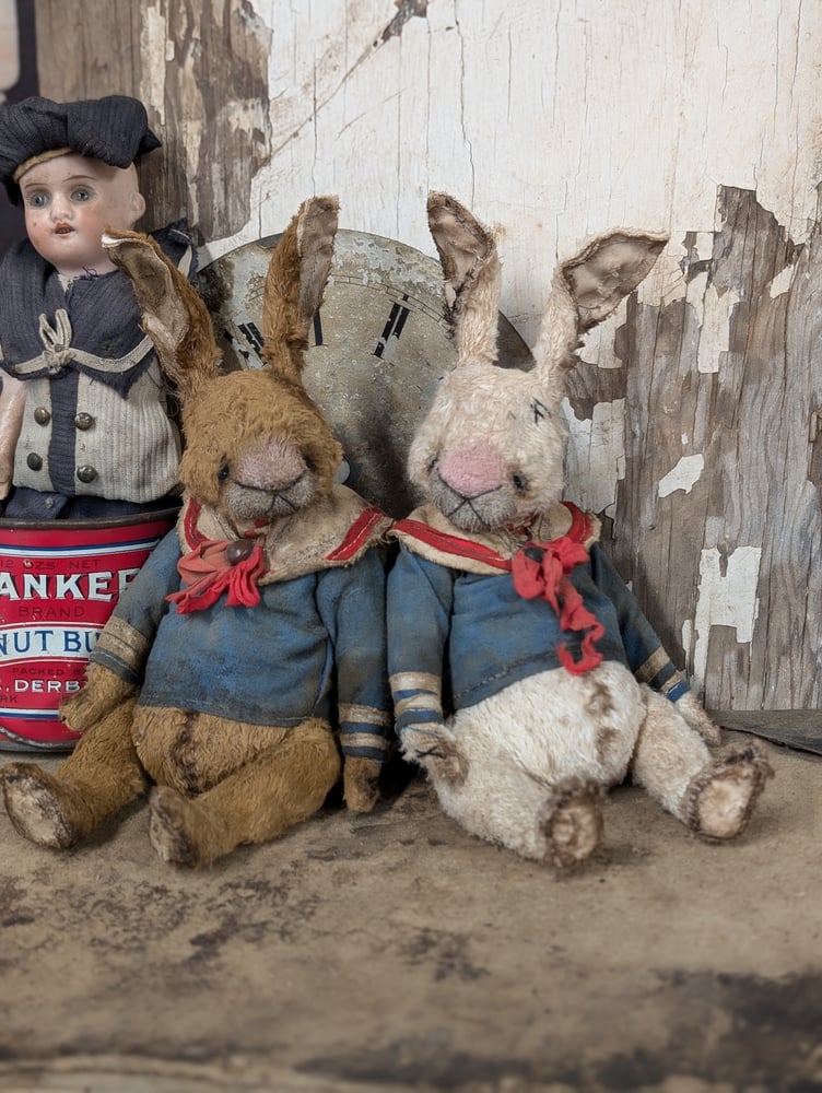 Image of 7" (9" incl ears)  Vintage Brown Sailor Bunny Rabbit by Whendi's Bears..