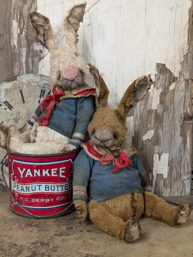 Image of 7" (9" incl ears)  Vintage Brown Sailor Bunny Rabbit by Whendi's Bears..