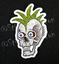 Green Mohawk Skull Sticker