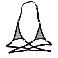 Image 1 of Holographic & Black Micro Bikini Top