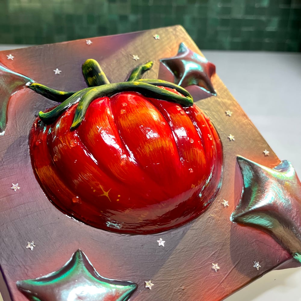 Image of 🍅 GALACTIC TOMATO ✧ Original 3D Mixed Media Painting