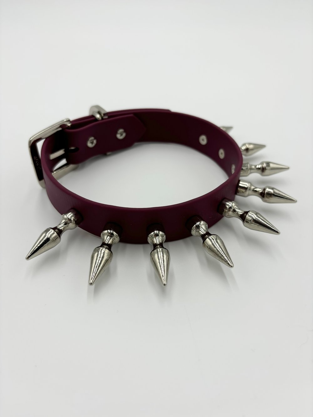 Image of Plum Red Large Spiked Collar