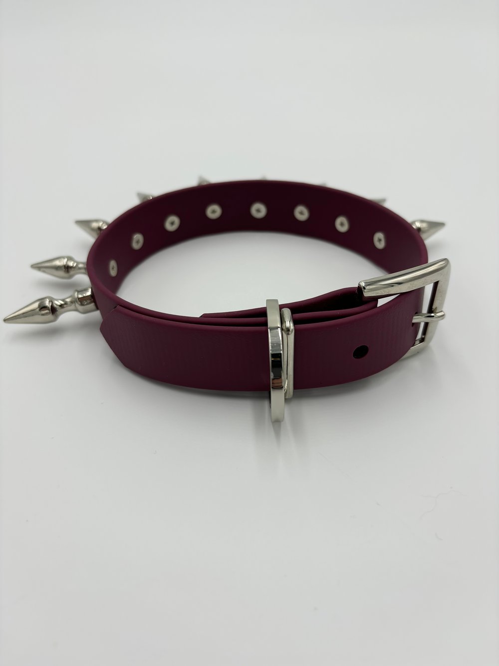 Image of Plum Red Large Spiked Collar