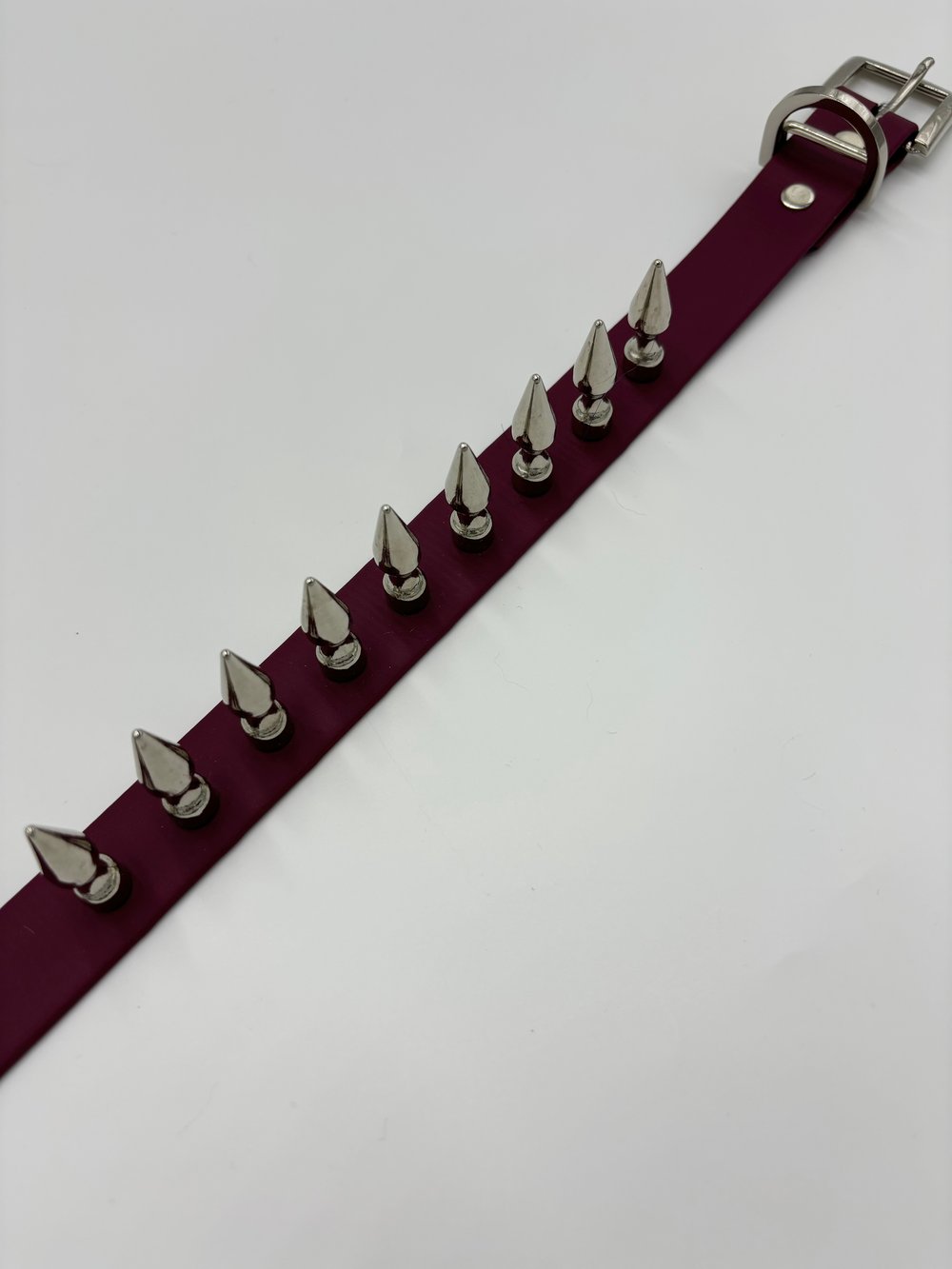 Image of Plum Red Large Spiked Collar