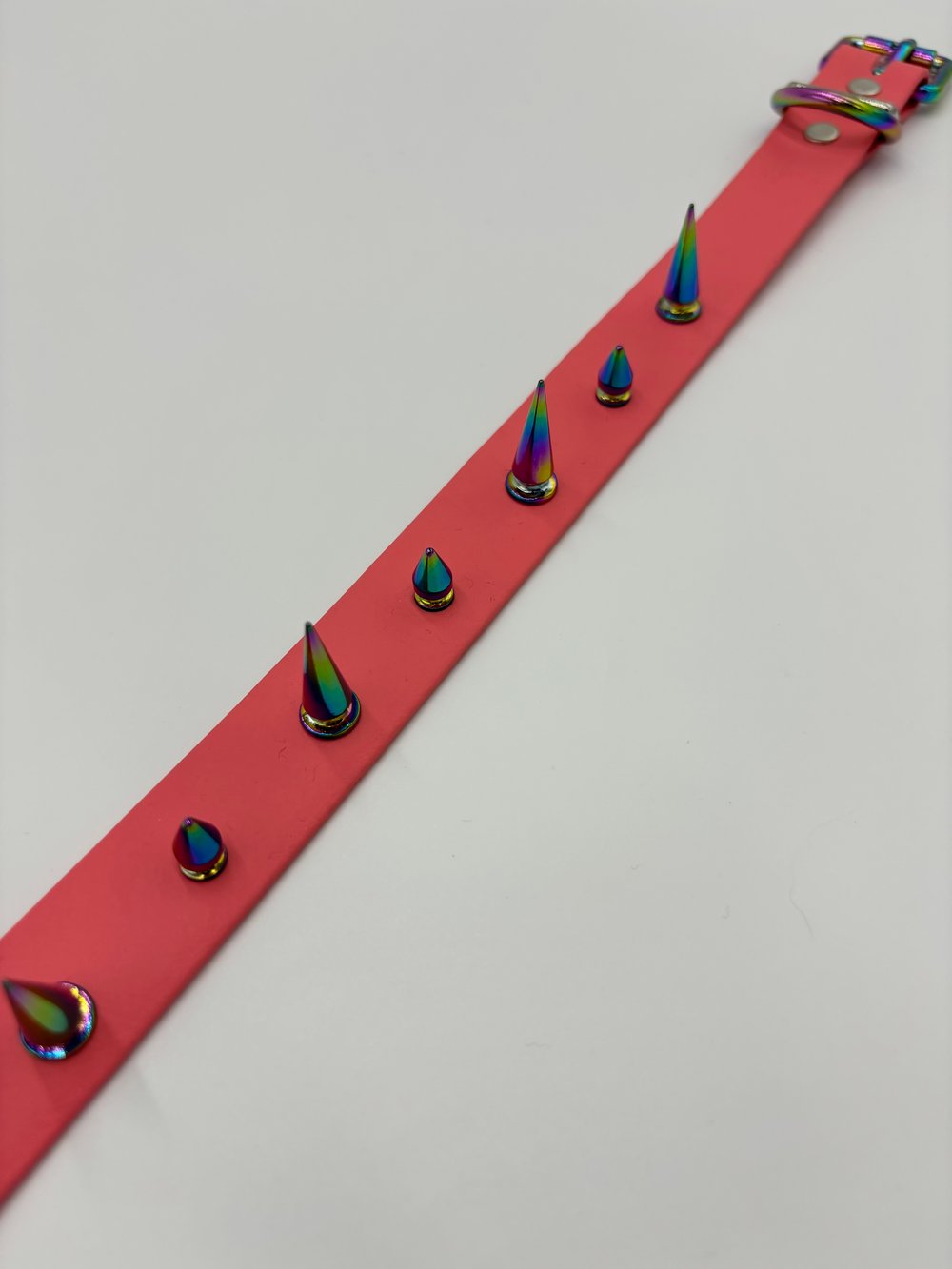 Image of Coral Pink Spiked Collar