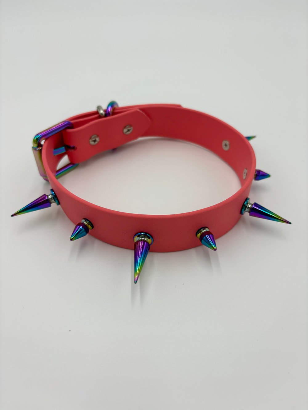 Image of Coral Pink Spiked Collar