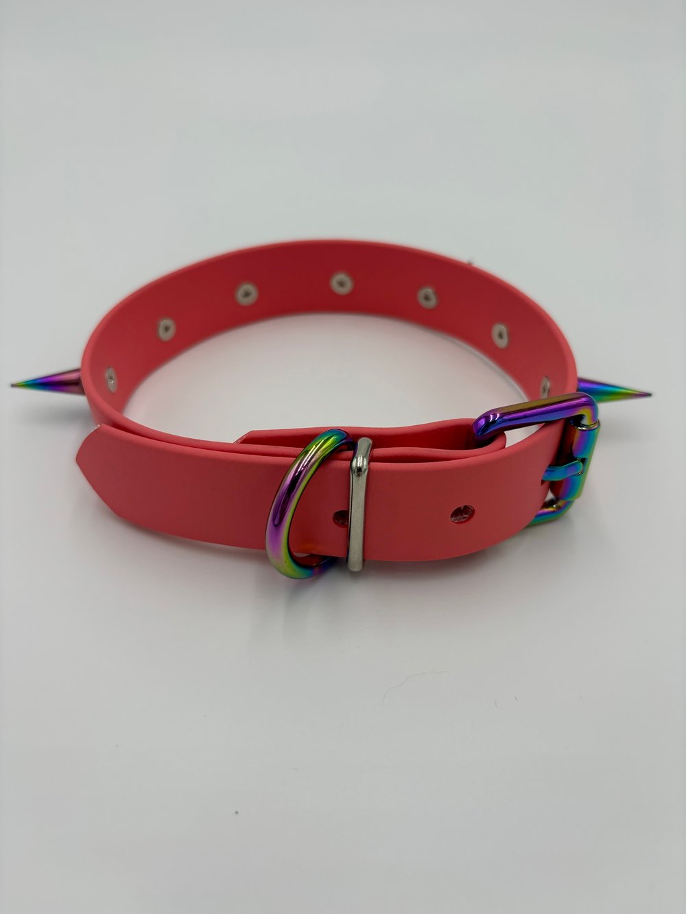 Image of Coral Pink Spiked Collar