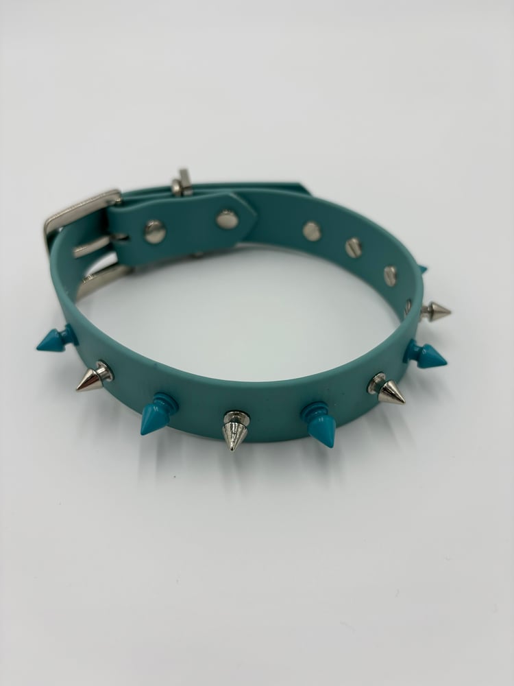Image of Powder Blue Spiked Collar