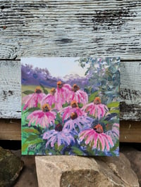 Image 3 of Last Light on Purple Coneflower -Plein Air Acrylic Painting 