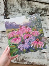 Image 2 of Last Light on Purple Coneflower -Plein Air Acrylic Painting 