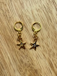 Gold Star With Rhinestone Earrings