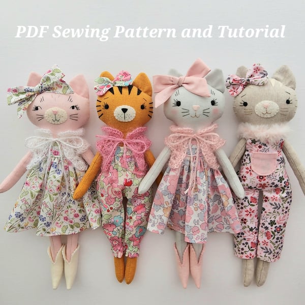 Image of Kitten Doll Sewing Pattern - Digital PDF