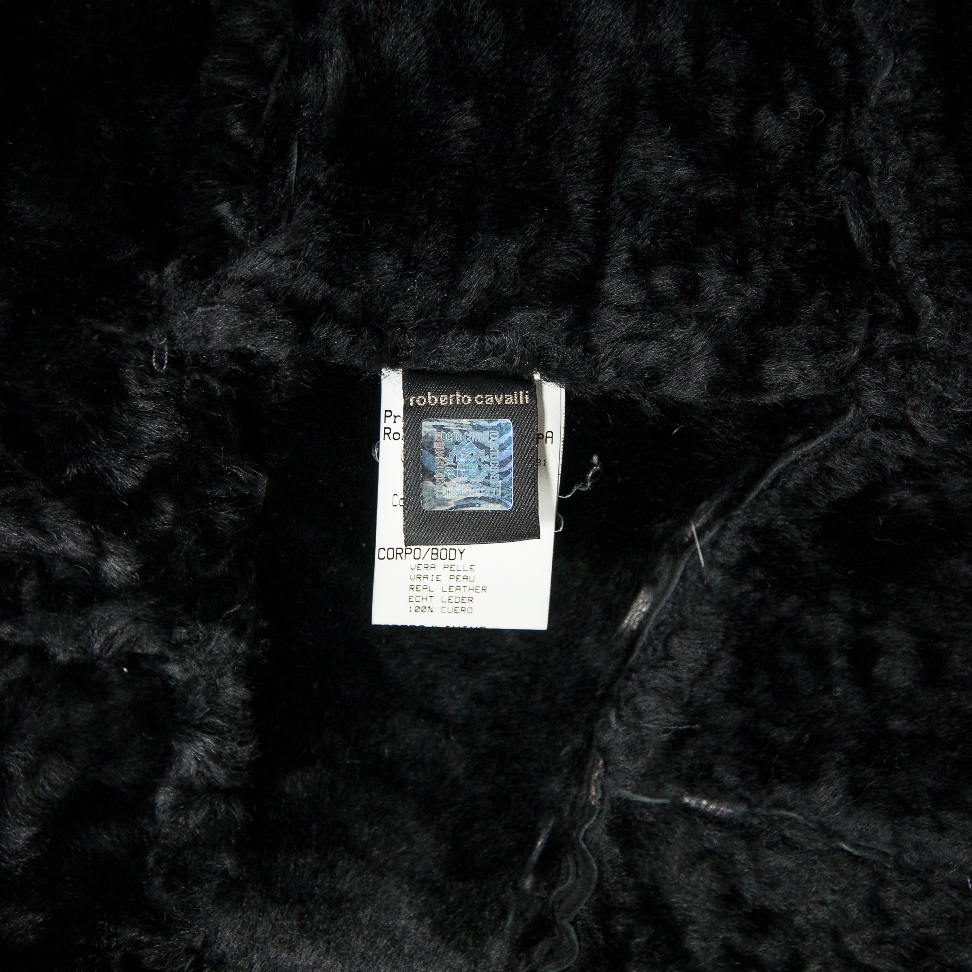 Image of Roberto Cavalli 2006 Black Suede and Silver Fox Fur Shearling Jacket 
