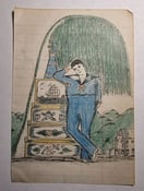 Image of antique 1900s original w.h. wilson us navy sailor nautical tattoo flash 3.5x5