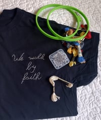 Hand Embroidered T-Shirt 'We Walk by Faith'