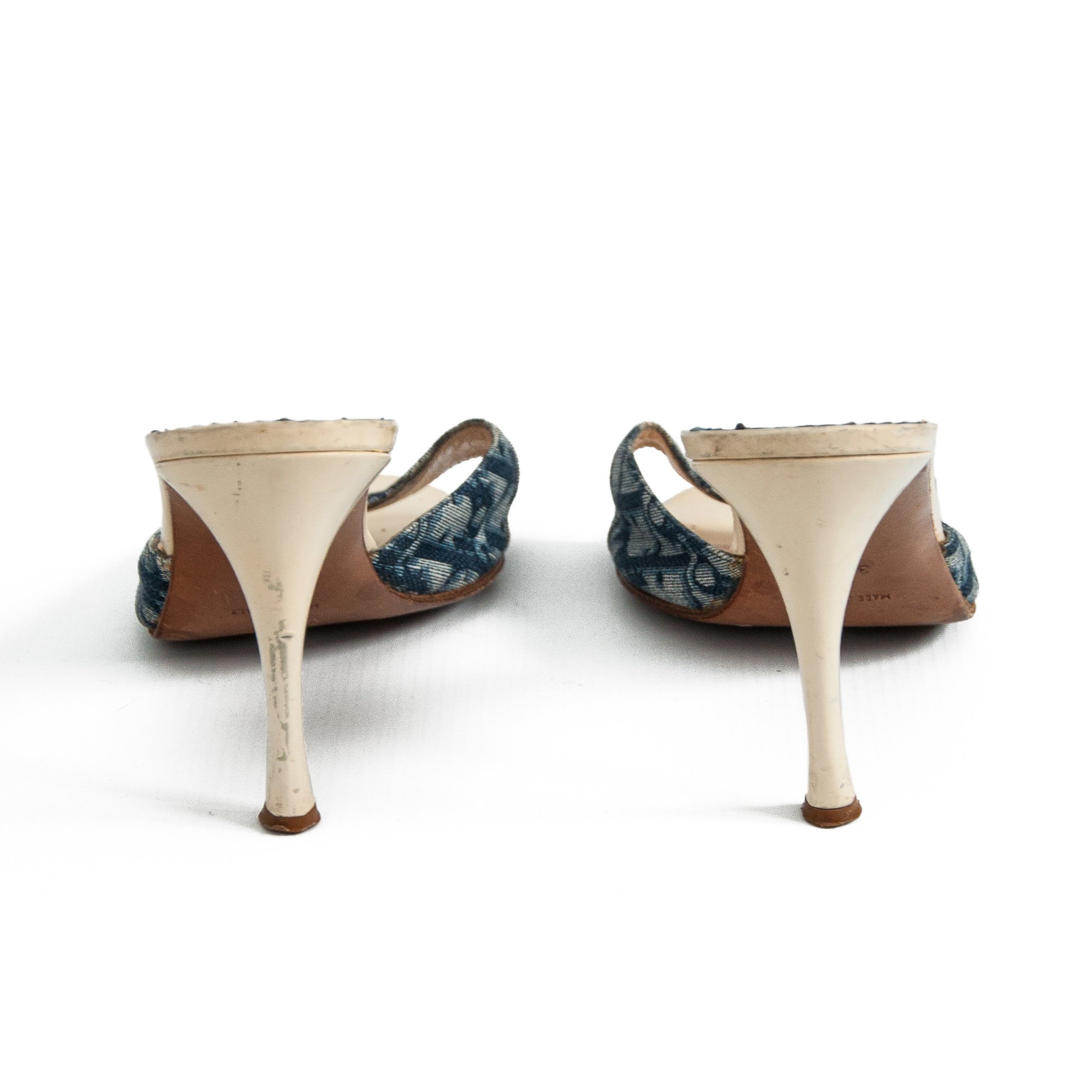 Image of Christian Dior Blue Monogram High Heel Mules size 38.5