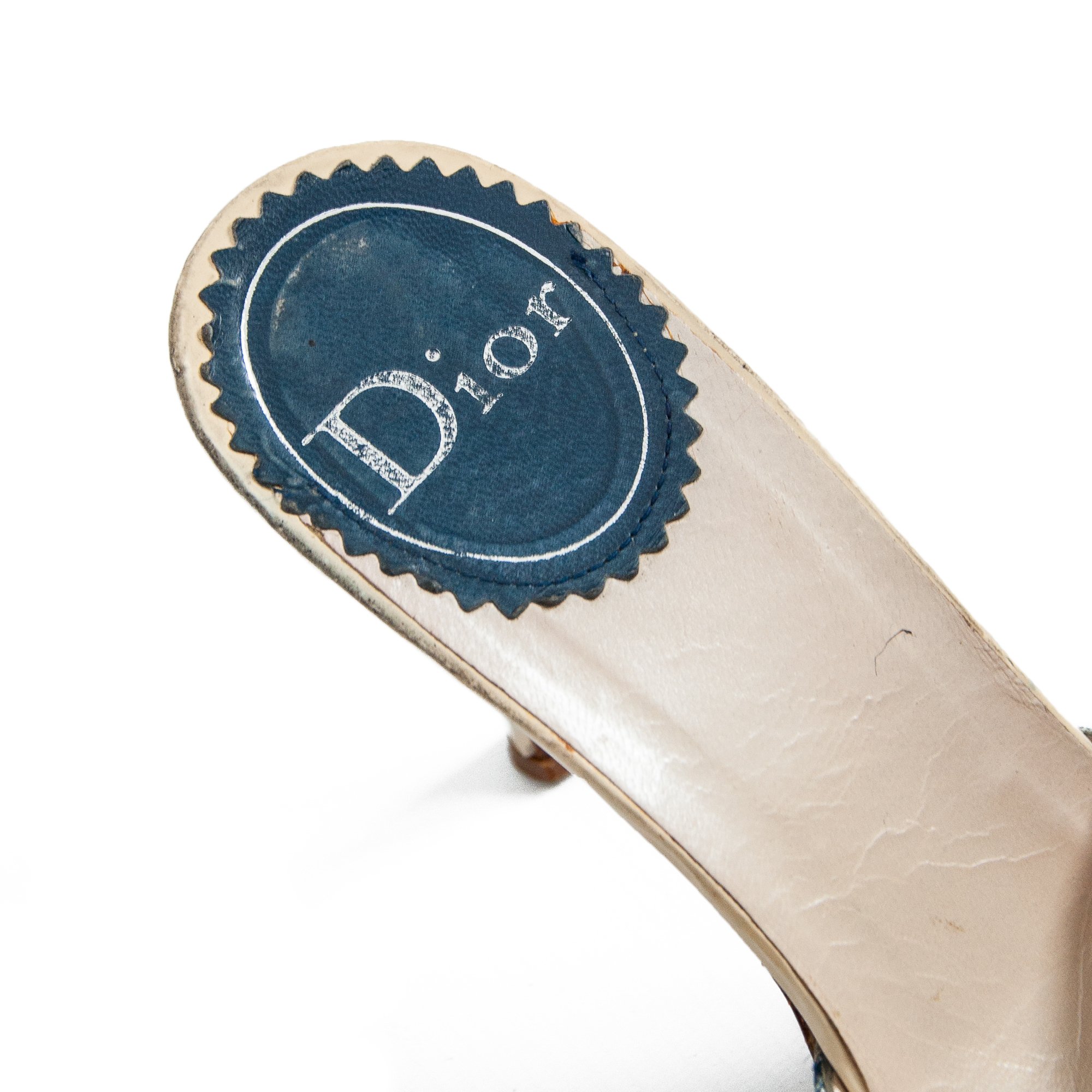 Image of Christian Dior Blue Monogram High Heel Mules size 38.5