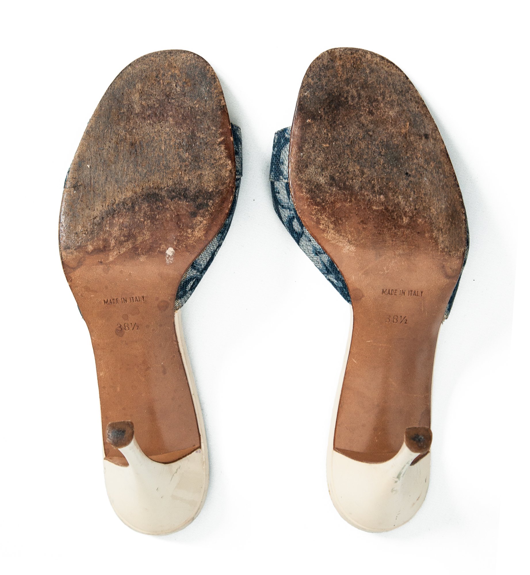 Image of Christian Dior Blue Monogram High Heel Mules size 38.5