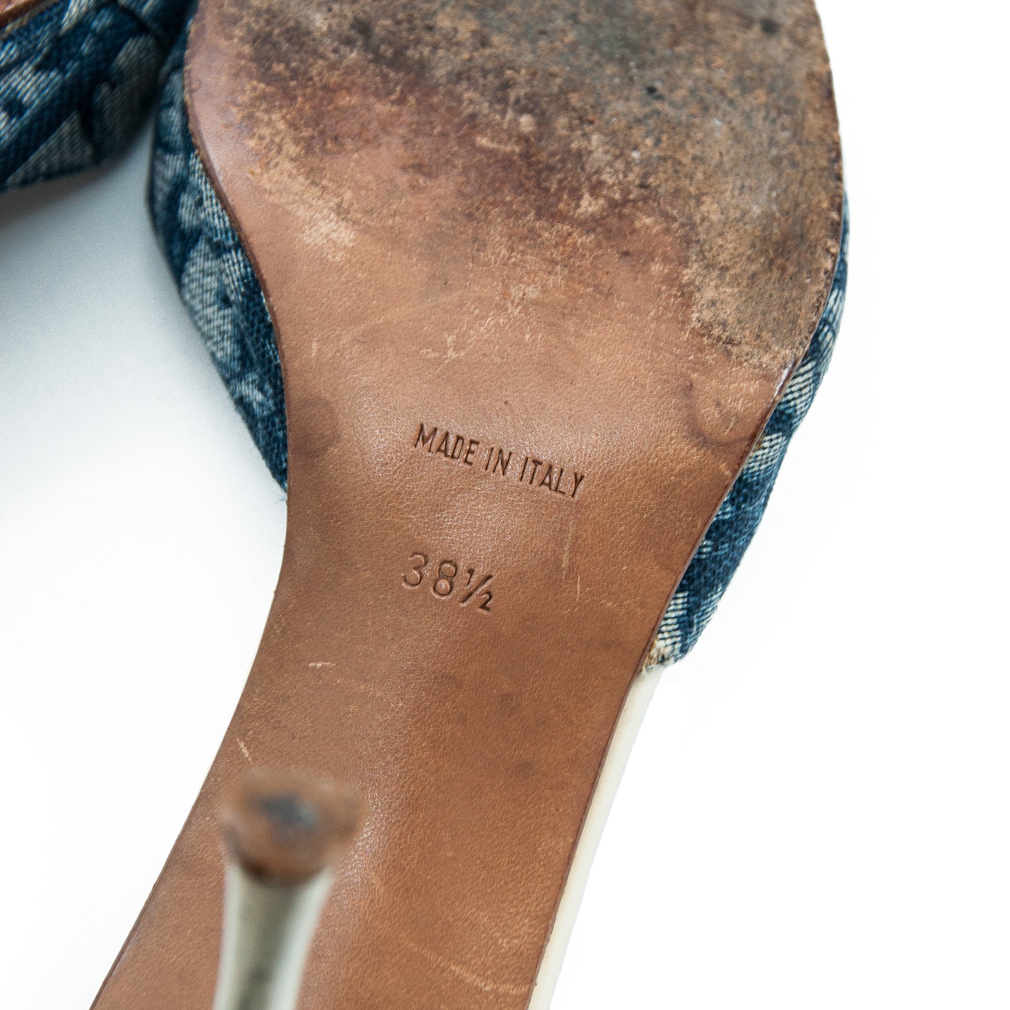 Image of Christian Dior Blue Monogram High Heel Mules size 38.5