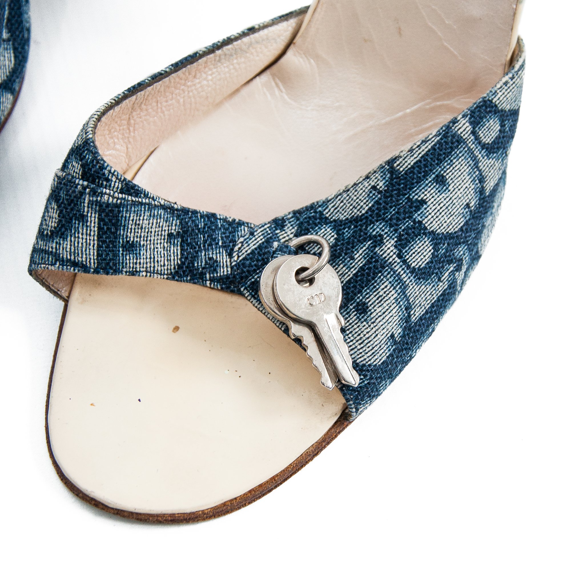 Image of Christian Dior Blue Monogram High Heel Mules size 38.5