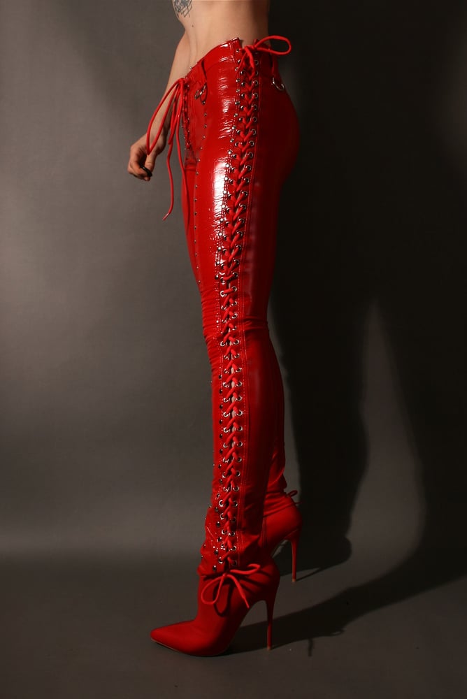 Image of RED DEVIL LACE UP PANTS