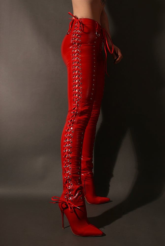 Image of RED DEVIL LACE UP PANTS