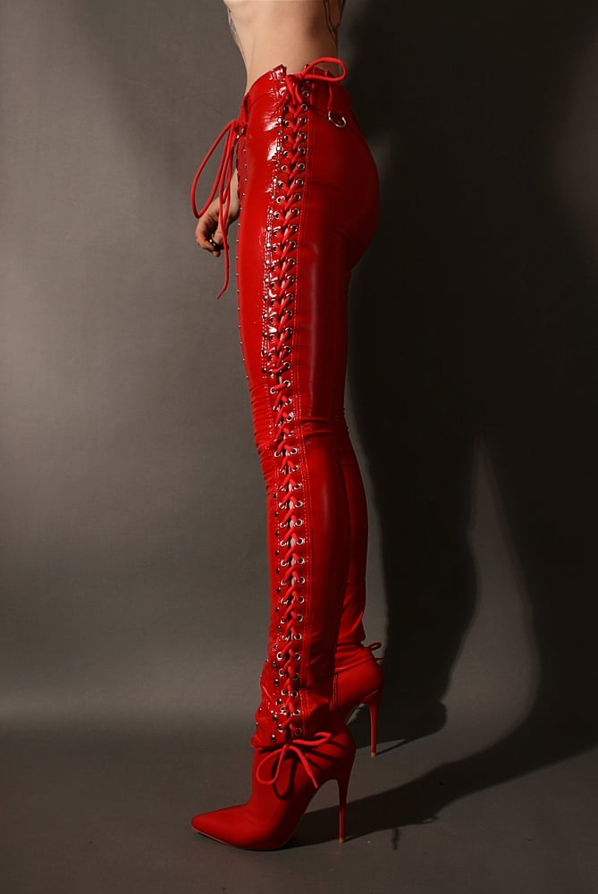 Image of RED DEVIL LACE UP PANTS