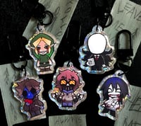 Mini Creepypasta Holographic Glitter Keychains | 1.5” Acrylic Charms 