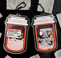 Marble Hornets Pill Bottle Shaker Charm |Slenderman Creepypasta Acrylic Keychain | masky and hoodie