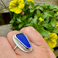 Image 4 of Cobalt Blue Sea Glass Ring - One available size P