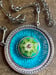 Image of Engraved Blue and Teal Pendant with Handmade Chain