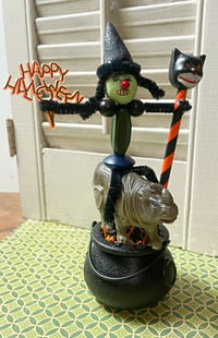 Vintage Witch on Celluloid Rhino Halloween Decoration