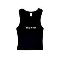 BLACK STAY CRAZY CROP TANK TOP 