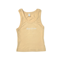 TAN STAY CRAZY CROP TANK TOP