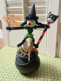 Vintage Witch on Celluloid Ram Halloween Decoration