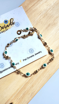 Gold Plated Evil Eye Bracelet 