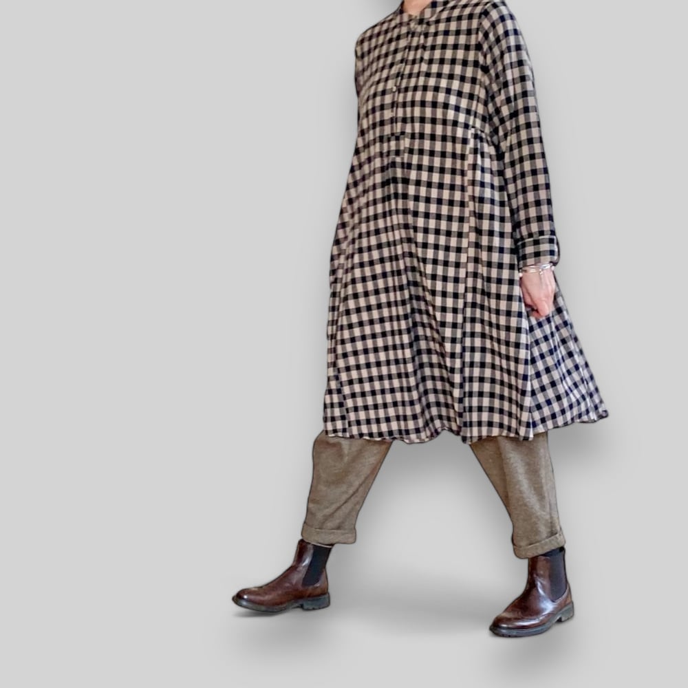 Image of One Fine Day Gingham Smock Frock - black & putty