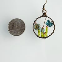 Image 3 of Blue Butterfly Flower Hoop Earrings