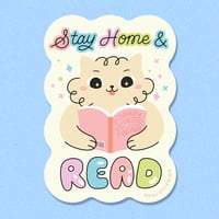 Stay Home & Read Cat Sticker