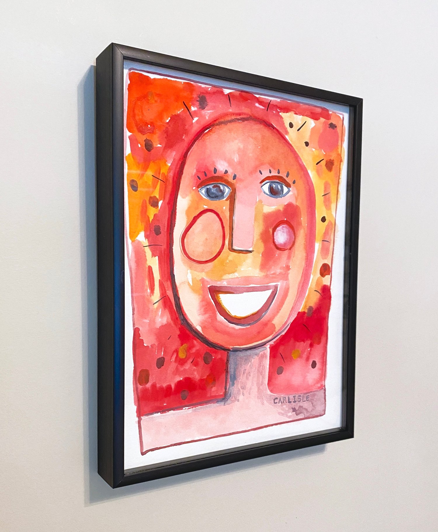 Image of 1995 - Smiling Head - Watercolor Framed