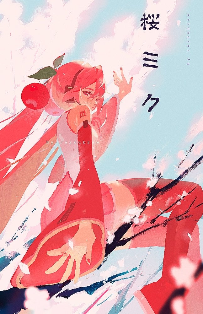 Image of Sakura Hatsune Miku [Vocaloid] | 4"X6", 11"X17" FOIL PRINT