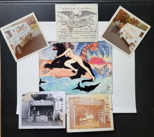Image of original antique louis gatto tattooed strong man tattoo photo card flash lot